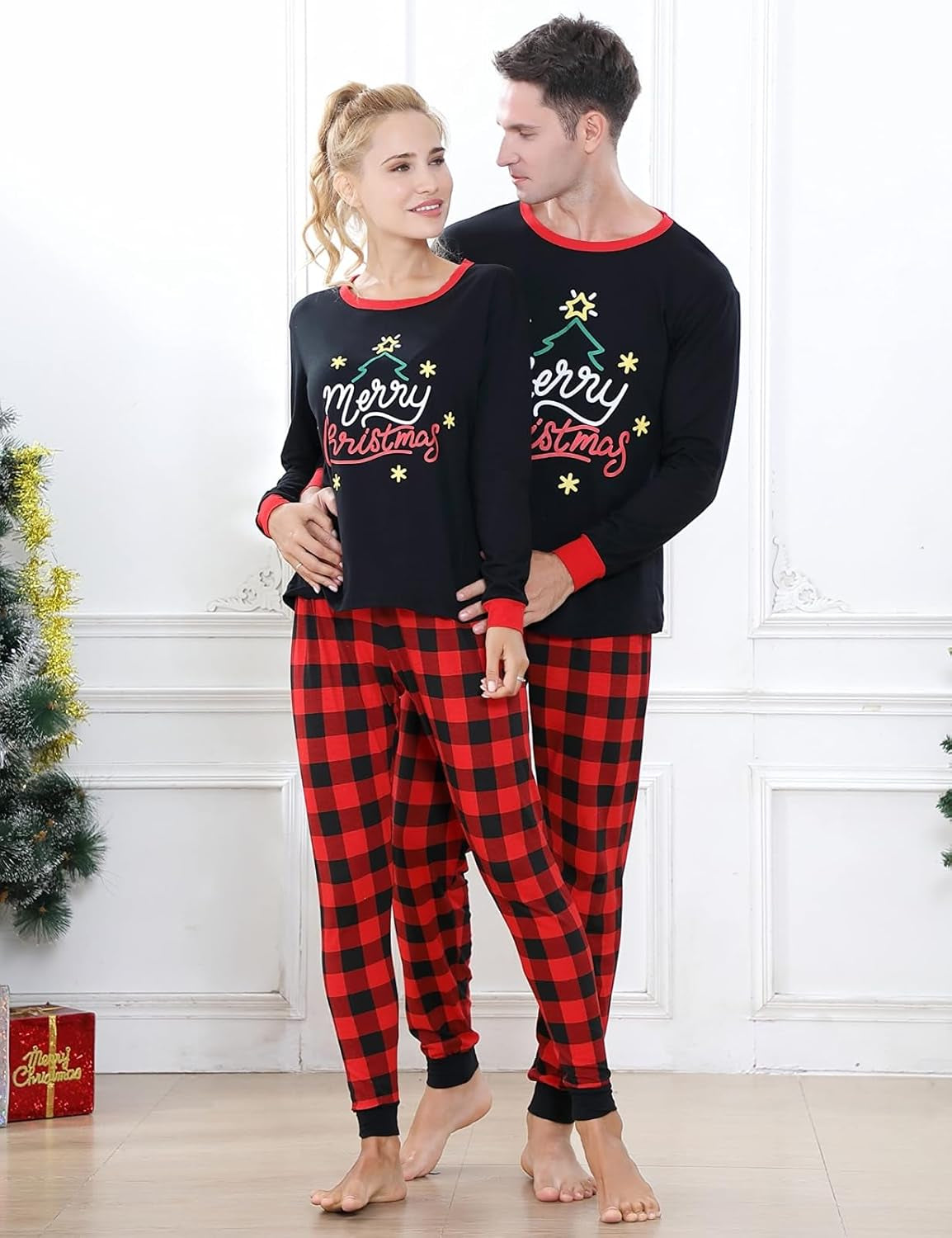 Christmas Pajamas Family Matching Sets for Unisex Women Men Kids Xmas Long Sleeves Sleepwear Pjs